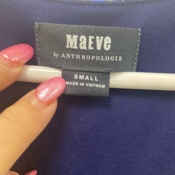 Anthropologie Maeve Small Tamera surplus cap sleeve blue yellow dress $75 - Picture 8 of 10